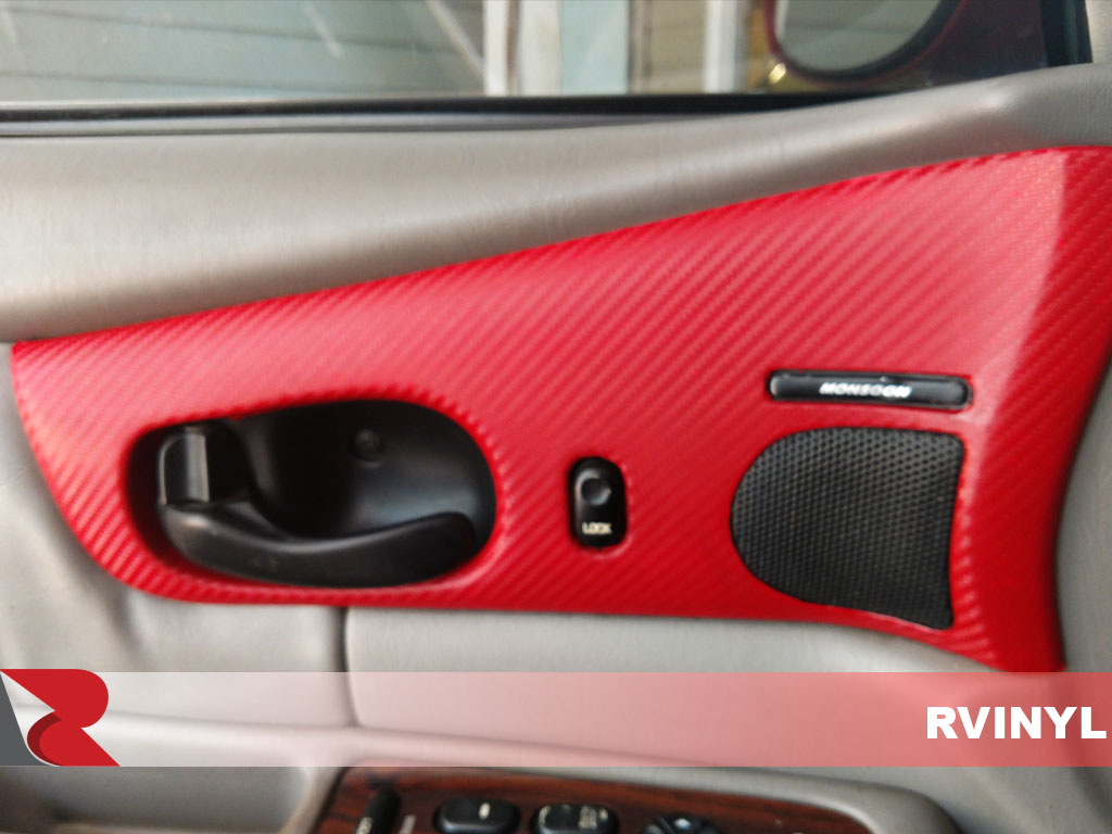 Custom 3D Carbon Fiber Red Dash Kit Vinyl Wrap for Driver door