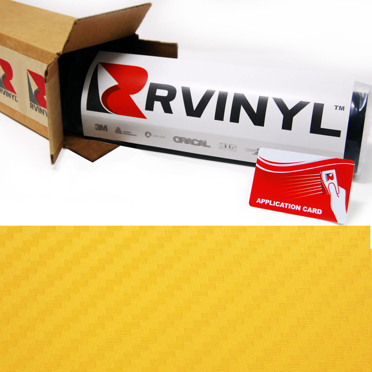 1FT X 5FT DIYAH 3D Yellow Carbon Fiber Film Twill Weave Vinyl Sheet Roll Wrap DIY Decals 12 X 60 