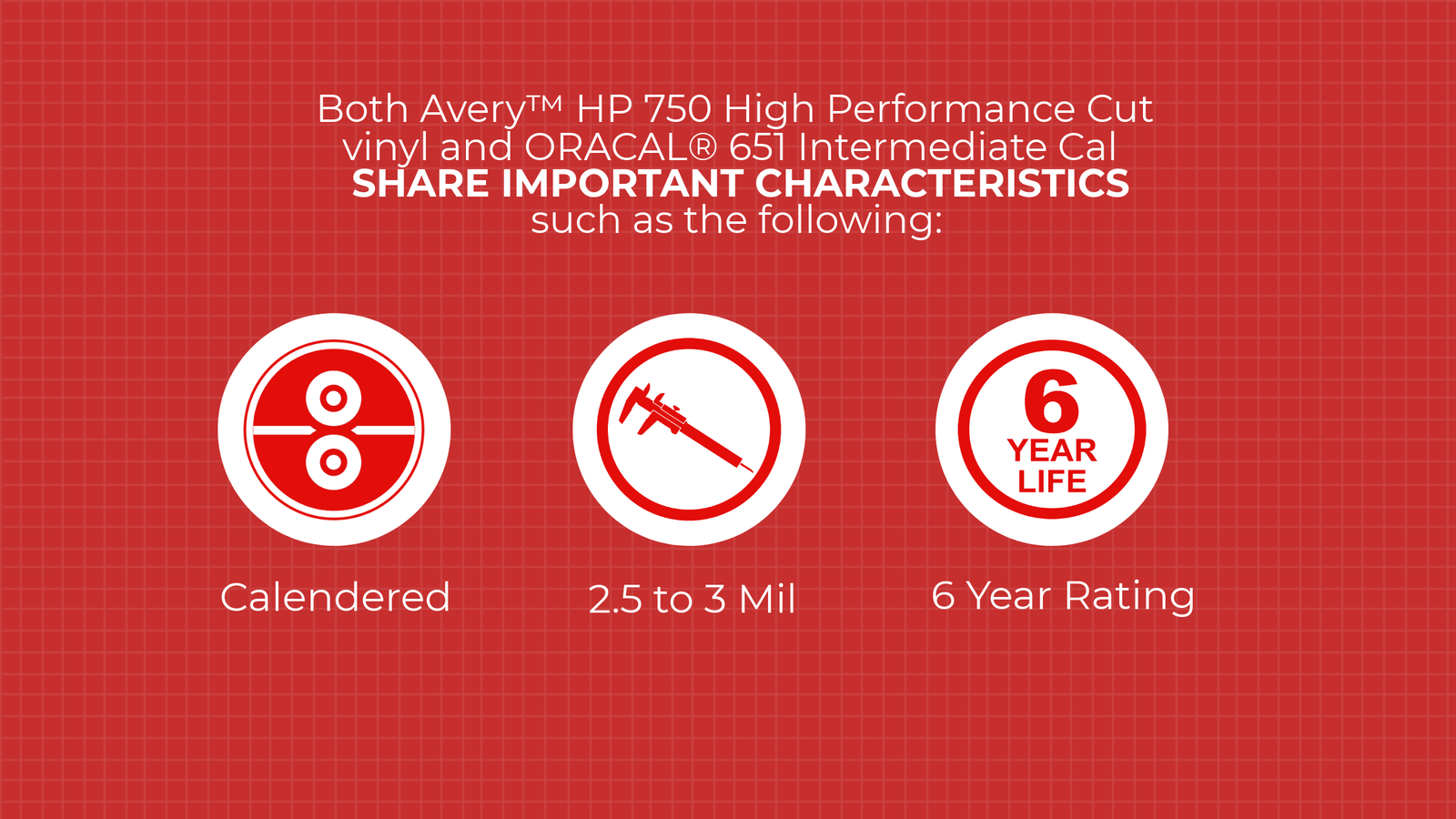 Avery&trade; HP 750 Series VS ORACAL&reg; 651