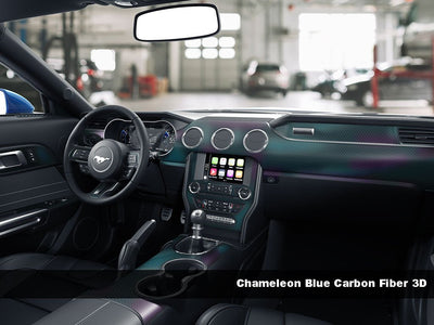 3D Carbon Fiber Chameleon Blue Dash Trim Kit Finish