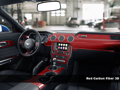3D Carbon Fiber Red Dash Trim Kit Finish