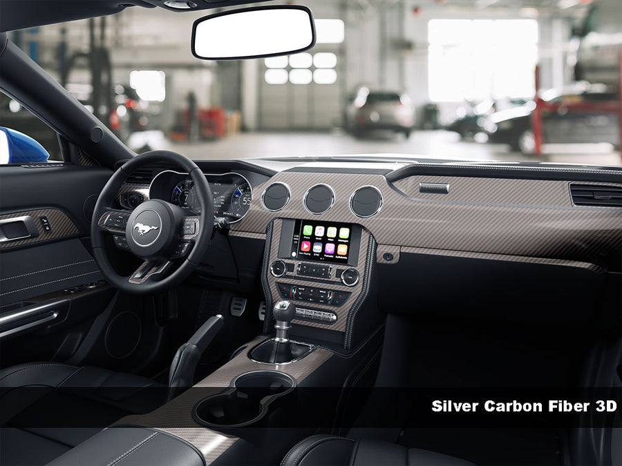 3D Carbon Fiber Silver Dash Trim Kit Finish