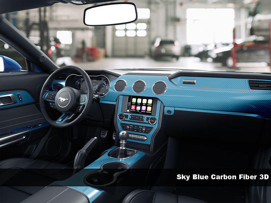 3D Carbon Fiber Sky Blue Dash Trim Kit Finish