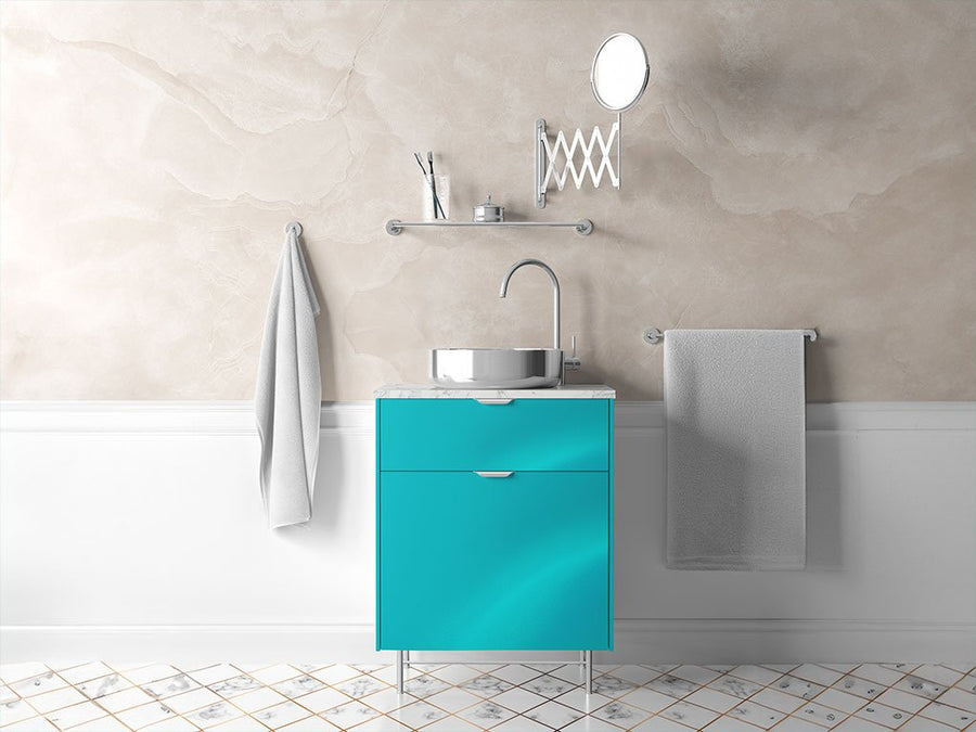 3M™ 2080 Gloss Atomic Teal Bathroom Cabinet Wraps