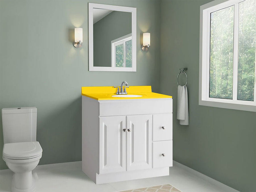 3M 2080 Gloss Bright Yellow Custom Bathroom Counter Wraps