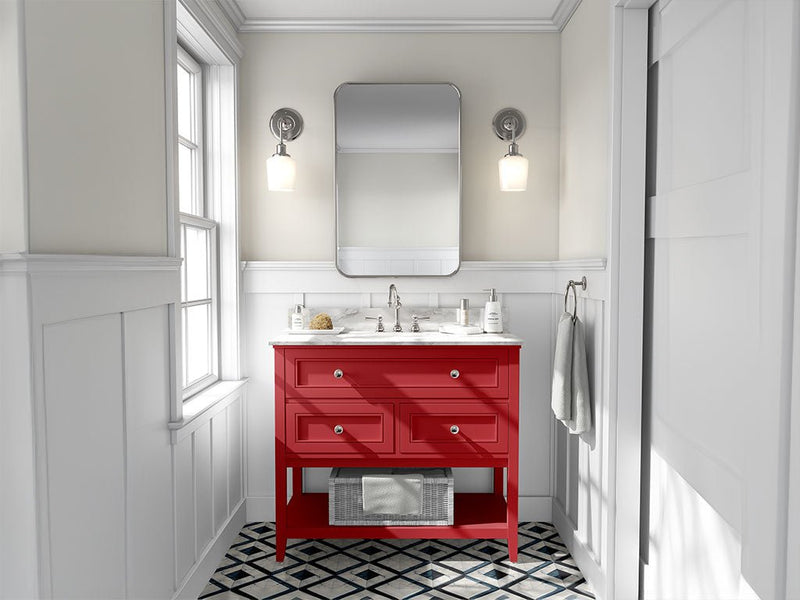 3M 2080 Gloss Flame Red DIY Bathroom Cabinet Wraps