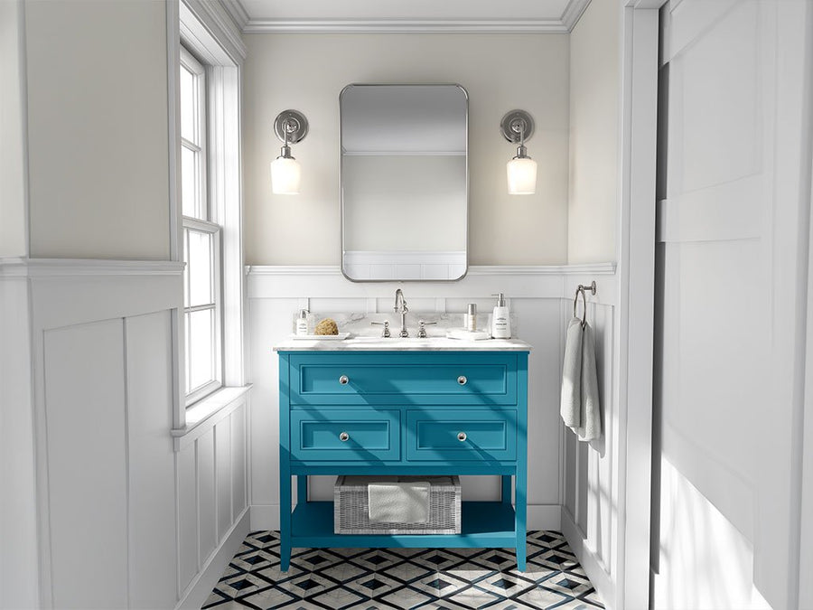 3M 2080 Matte Blue Metallic DIY Bathroom Cabinet Wraps