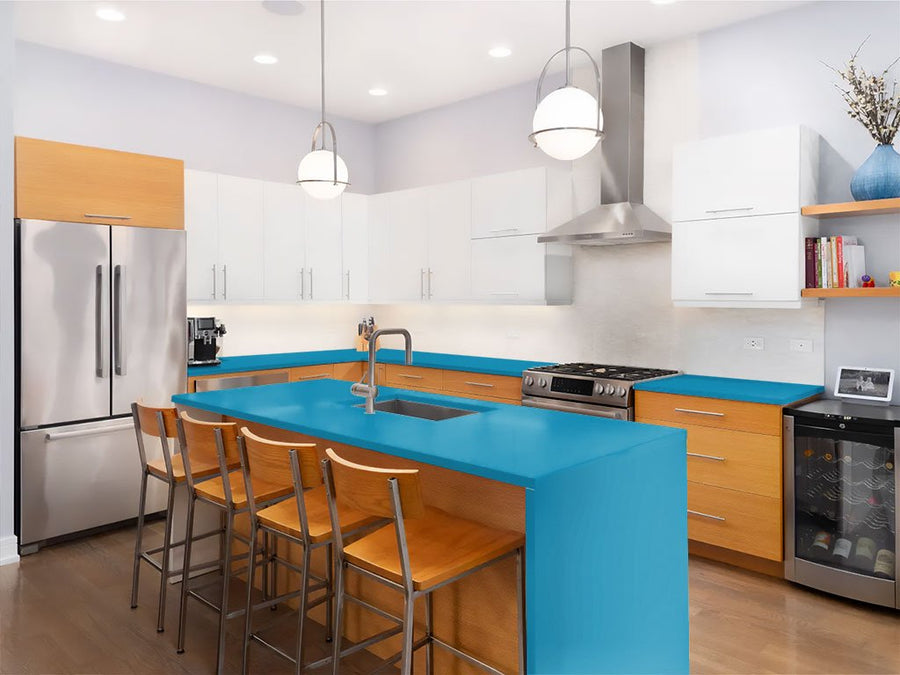 3M 2080 Satin Perfect Blue Custom Kitchen Counter Wraps