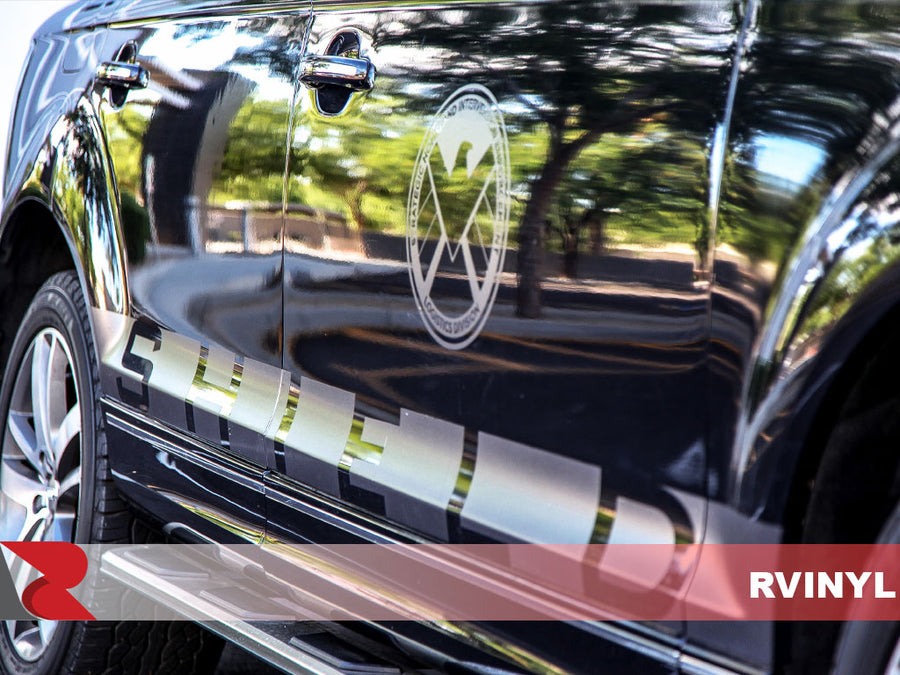 3M 2080 Satin Dark Gray DIY SHIELD Logo Wrap Closeup