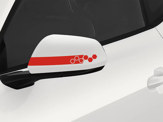 Light red hexagon side view mirror decal