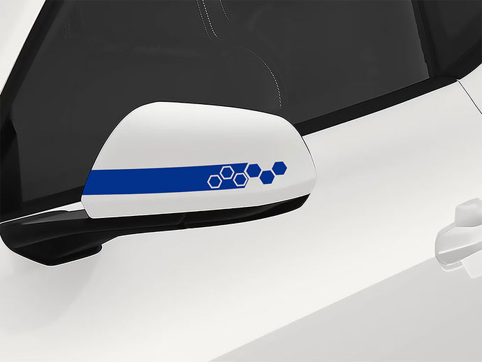 Sapphire blue hexagon side view mirror decal