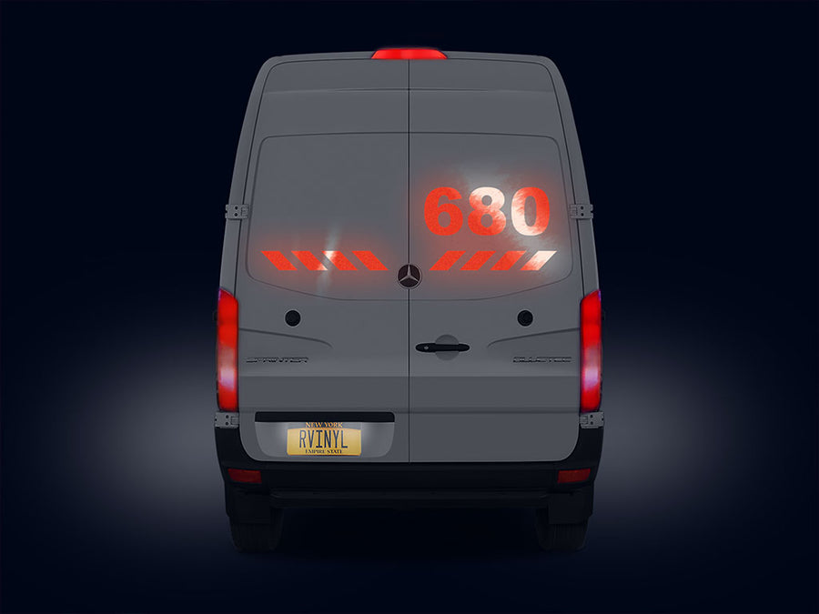 3M 680 Red Reflective Vehicle Sign Nightime View
