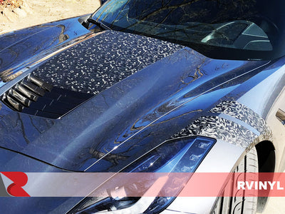3M Shadow Black Wrapped Chevy Corvette Hood and Fenders