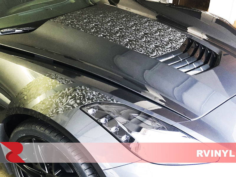 3M  2080 Series Shadow Black Wrapped Chevy Corvette Hood