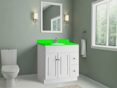3M 1080 Satin Neon Fluorescent Green Custom Bathroom Counter Wraps