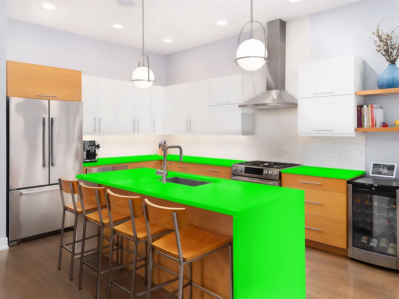 3M 1080 Satin Neon Fluorescent Green Custom Kitchen Counter Wraps