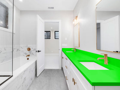 3M 1080 Satin Neon Fluorescent Green DIY Built-In Bathroom Countertop Wraps