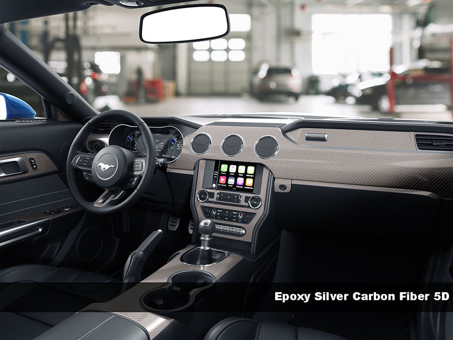 5D Carbon Fiber Epoxy Silver Dash Trim Kit Finish