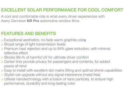 Avery NR Pro Window Film Features and Benefits