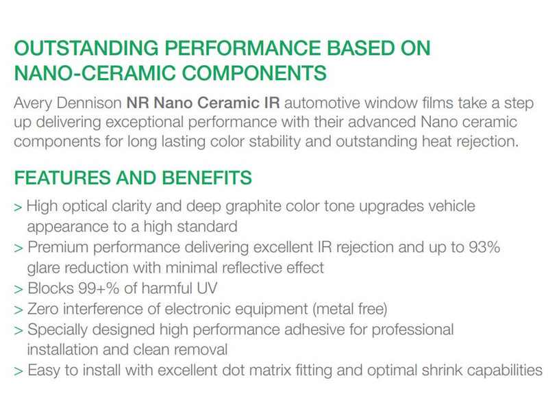 Avery NR Pro Window Film Features and Benefits