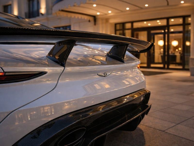 Aston Martin Vantage wrapped in Hexis Super Gloss HXONE™ Supreme White restyling film HXONE100