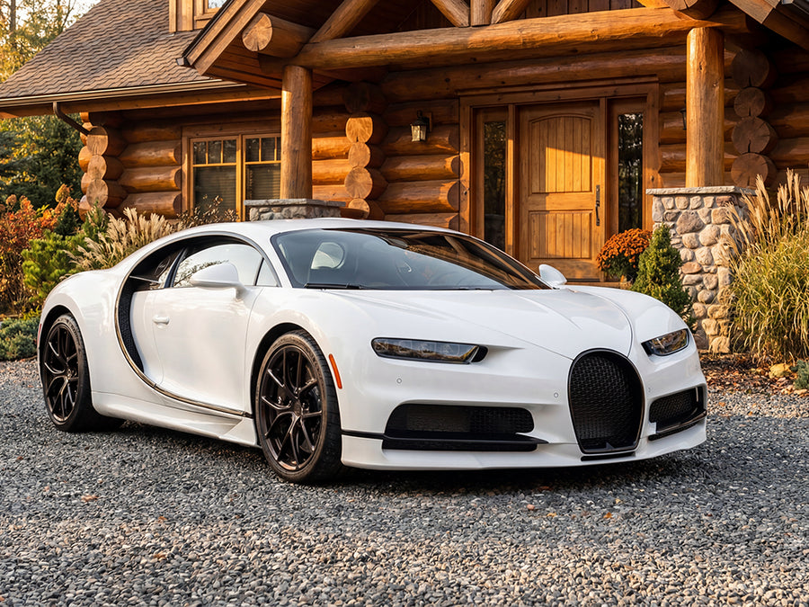 DIY Bugatti Chiron wrapped in Gloss HX20000 Polar White wrap film HX20001B