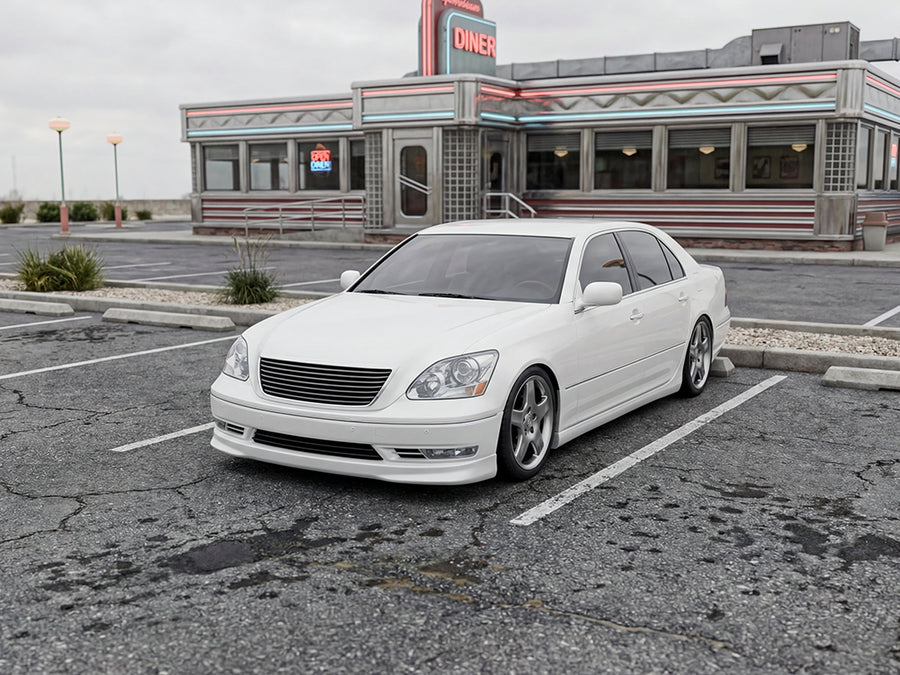Lexus LS430 wrapped in Hexis Gloss HX20000 Polar White car wrap film HX20001B