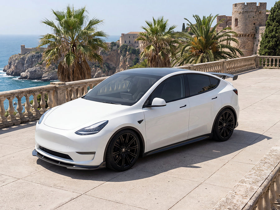 DIY Tesla Y wrapped in Gloss HX20000 Lapland White car wrap film HX20002B