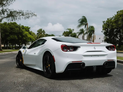 DIY Ferrari 488 GTB wrapped in Matte HX20000 Lapland White car wrap film HX20002M