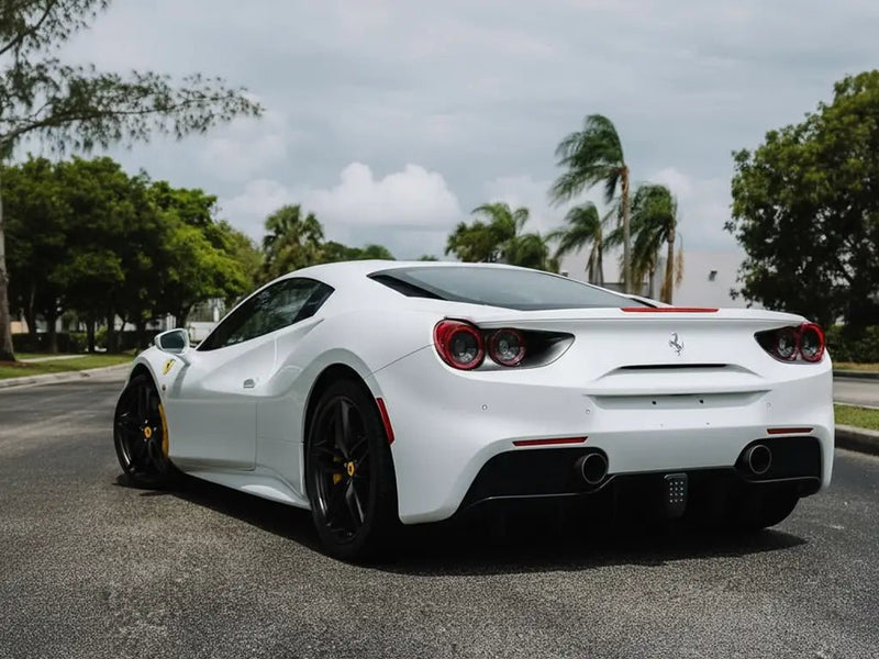 DIY Ferrari 488 GTB wrapped in Matte HX20000 Lapland White car wrap film HX20002M