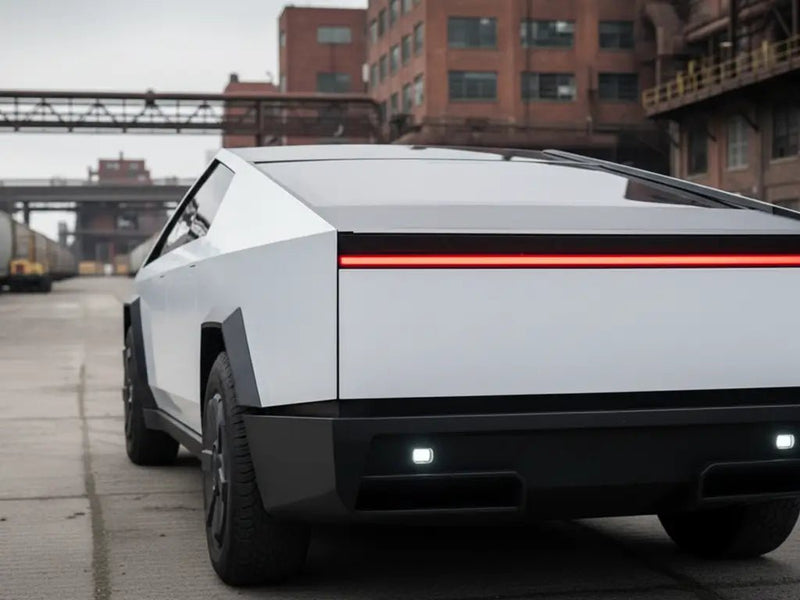 Tesla Cybertruck wrapped in Matte HX20000 Lapland White wrap film HX20002M