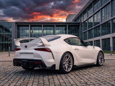 DIY Toyota Supra wrapped in Gloss HX20000 Glacier White automotive vinyl film HX20003B