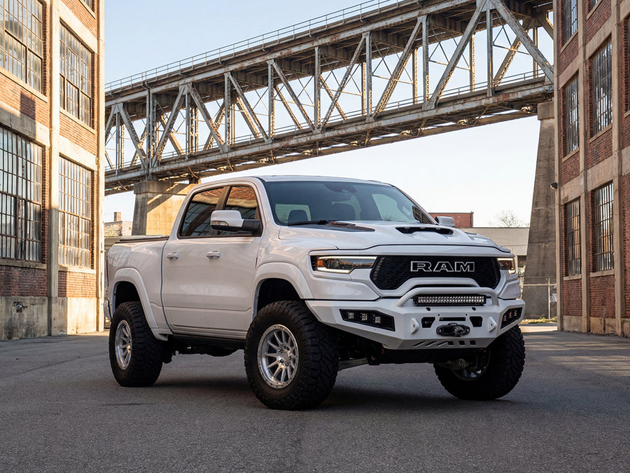 DIY RAM 1500 TRX wrapped in Gloss HX20000 Glacier White wrap film HX20003B
