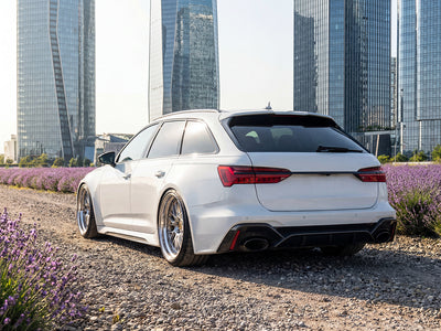 Audi RS6 Avant wrapped in Hexis Gloss HX20000 Glacier White car wrap film HX20003B