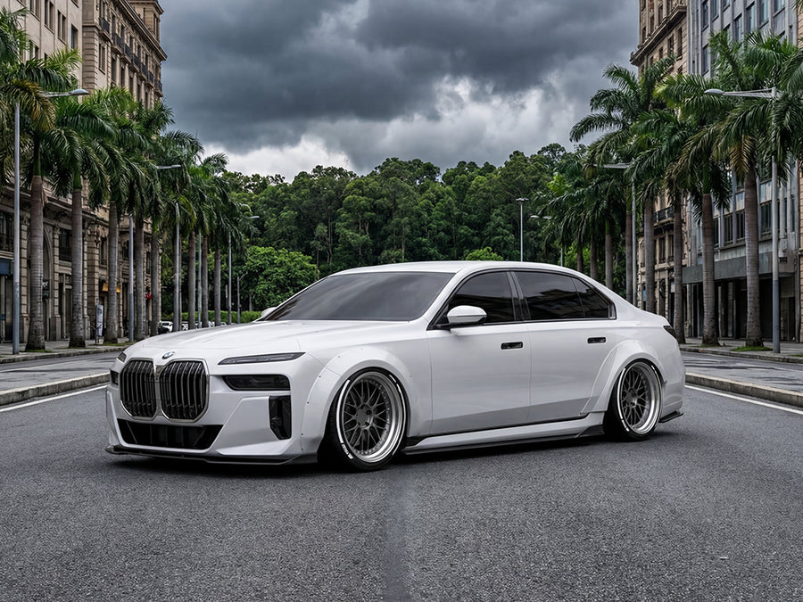 DIY BMW 7 Series wrapped in Gloss HX20000 Glacier White vinyl wrap HX20003B