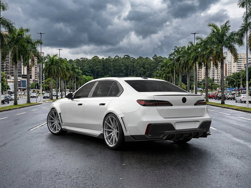 BMW 7 Series wrapped in Hexis Gloss HX20000 Glacier White restyling film HX20003B