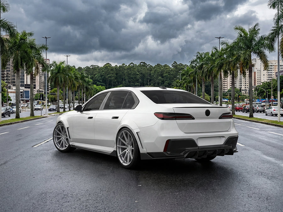 BMW 7 Series wrapped in Hexis Gloss HX20000 Glacier White restyling film HX20003B