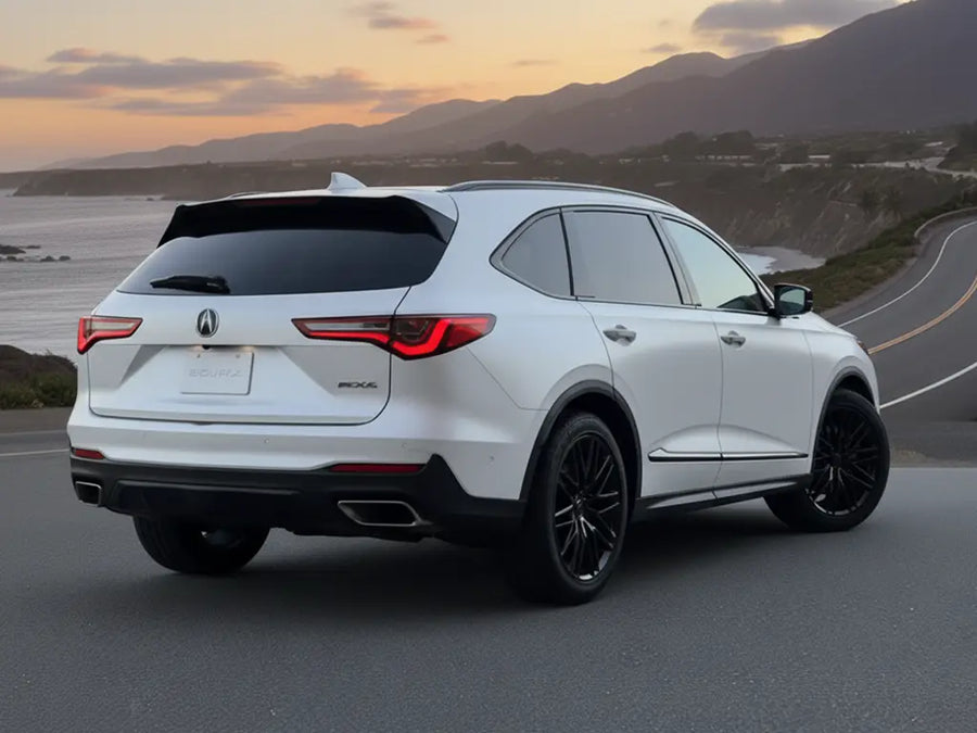 Acura MDX wrapped in Hexis Matte HX20000 Glacier White vinyl wrap HX20003M detail