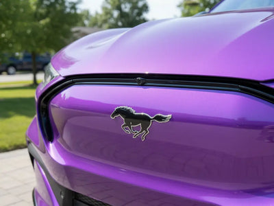 Ford Mustang Mach-E wrapped in Gloss HX20000 Plum Violet automotive vinyl film HX20008B
