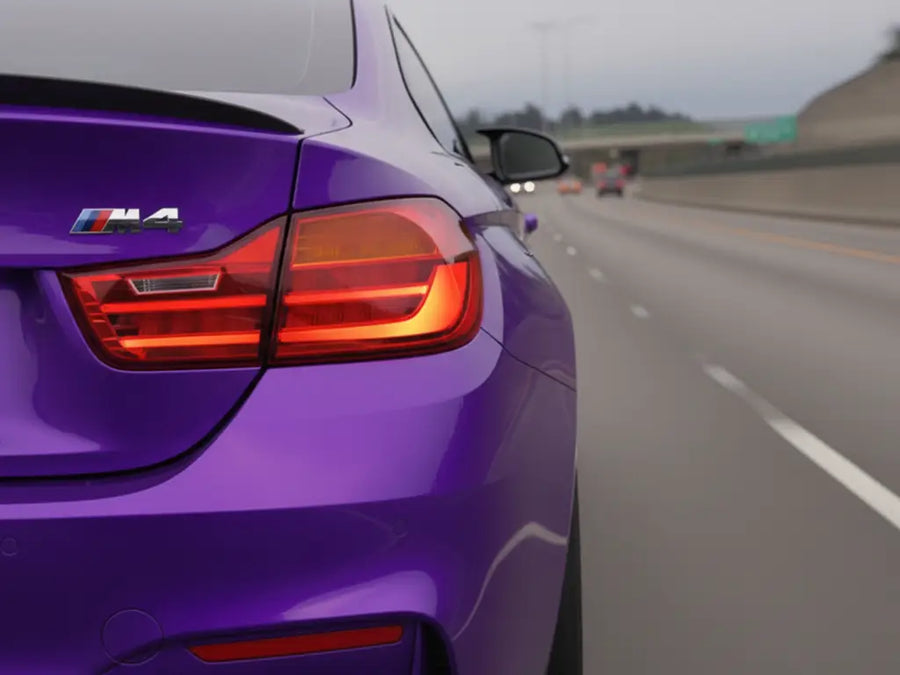 BMW M4 wrapped in Gloss HX20000 Plum Violet restyling film HX20008B