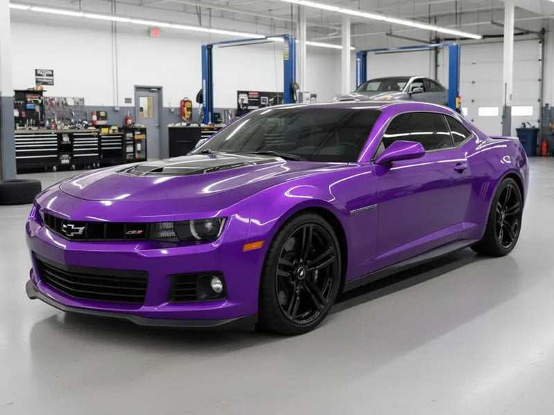 Chevrolet Camaro wrapped in Hexis Gloss HX20000 Plum Violet wrap film HX20008B
