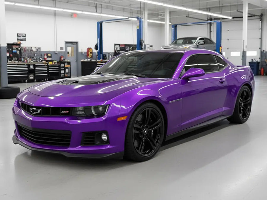 Chevrolet Camaro wrapped in Hexis Gloss HX20000 Plum Violet wrap film HX20008B