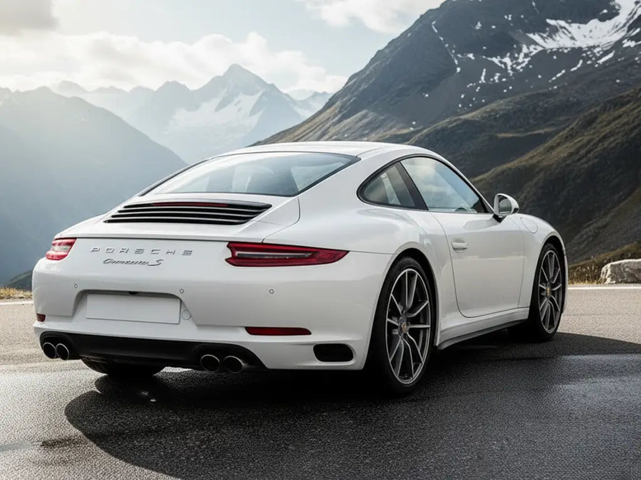 Porsche 911 Carrera S wrapped in Gloss HX20000 Mountain Peak White automotive vinyl film HX20012B