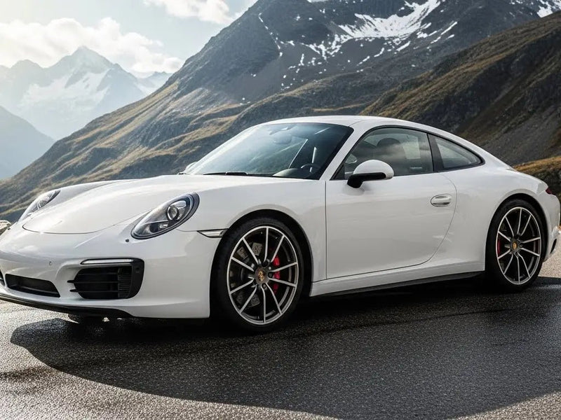 Porsche 911 wrapped in Gloss HX20000 Mountain Peak White automotive vinyl film HX20012B