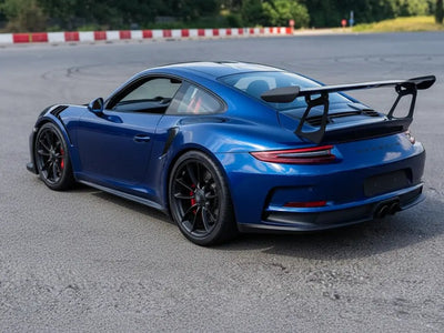 Porsche 911 GT3 wrapped in Hexis Gloss HX20000 Firmament Blue vinyl wrap HX20033B