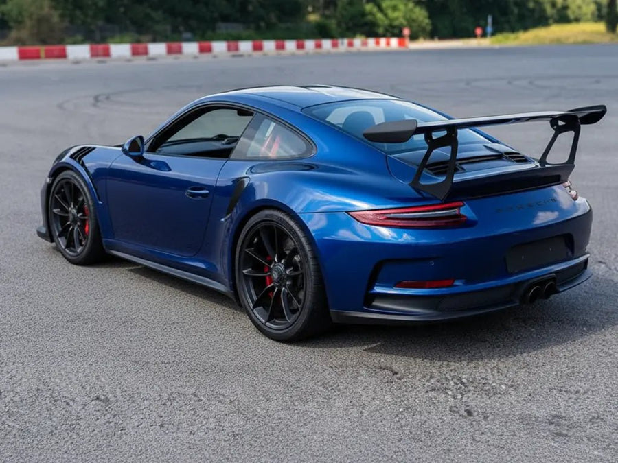 Porsche 911 GT3 wrapped in Hexis Gloss HX20000 Firmament Blue vinyl wrap HX20033B