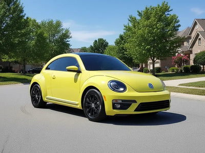 Volkswagen Beetle wrapped in Gloss HX20000 Lemon Yellow vinyl wrap HX20108B