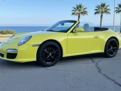 Porsche 911 Cabriolet wrapped in Hexis Gloss HX20000 Lemon Yellow vinyl wrap HX20108B