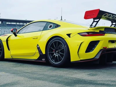 Porsche 911 GT3 wrapped in Hexis Gloss HX20000 Lemon Yellow car wrap film HX20108B