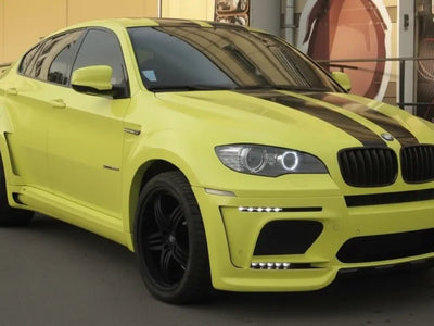 BMW X6 wrapped in Gloss HX20000 Lemon Yellow wrap film HX20108B